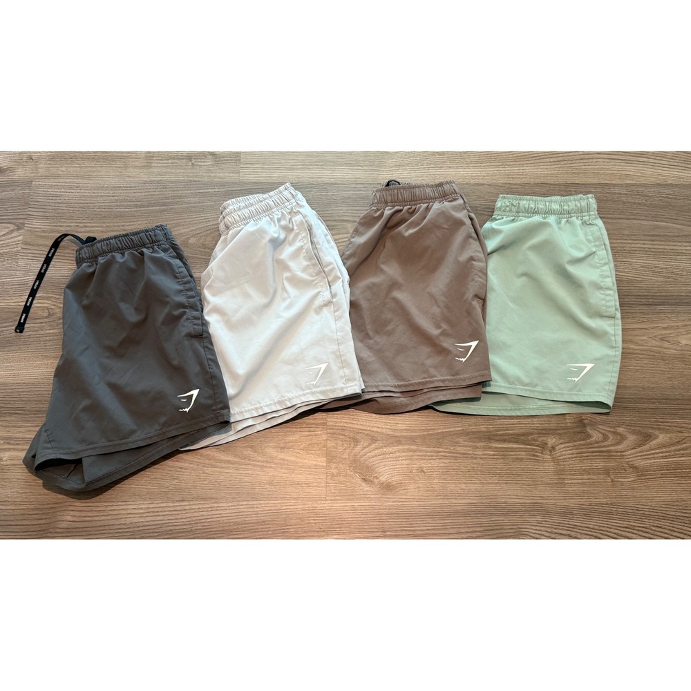 Gymshark Arrival Shorts Bundle Mens Small Grey Green Taupe 4 Pack 5 Inch Inseam